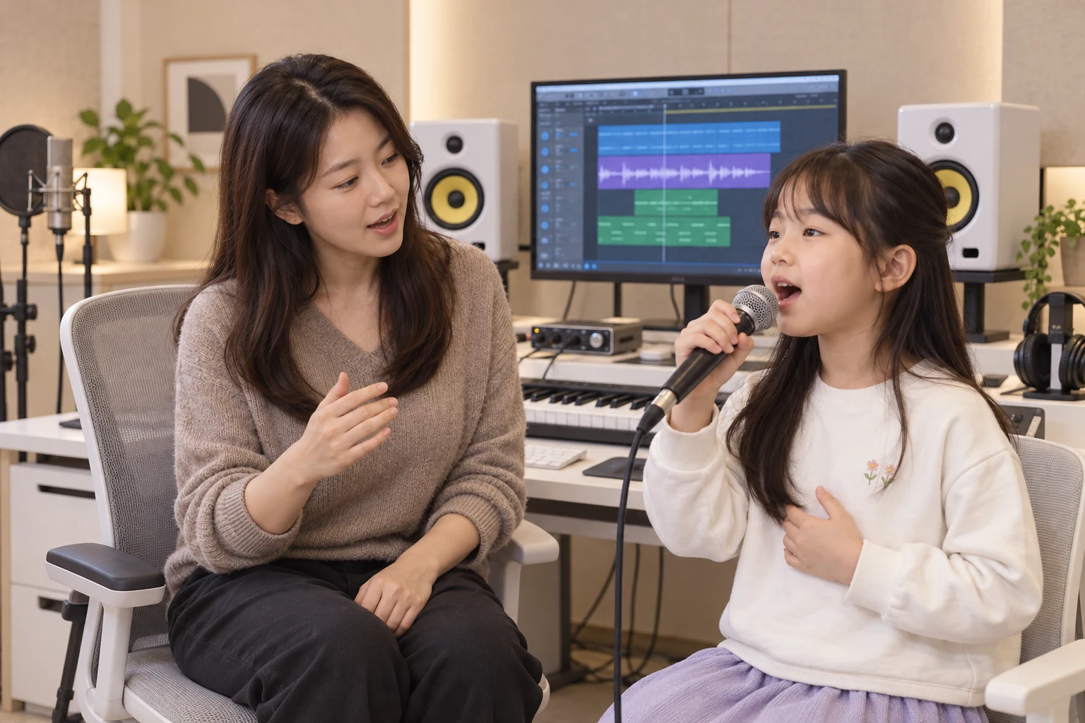 보컬·실용음악학원 선생님과 아이들의 수업 장면